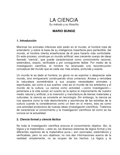 La ciencia, su método y su filosofía (Ensayo)
