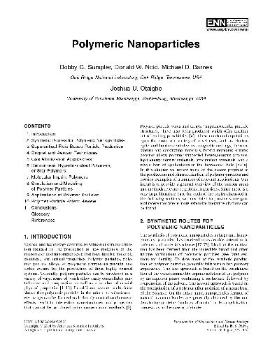 Polymeric Nanoparticles