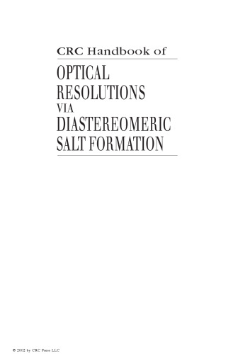 CRC Handbook of Optical Resolutions via Diastereomeric Salt Formation
