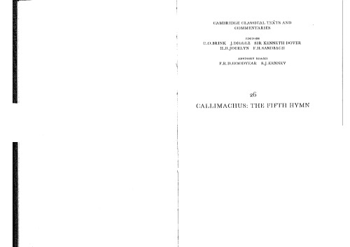 Callimachus: The Fifth Hymn: The Bath of Pallas