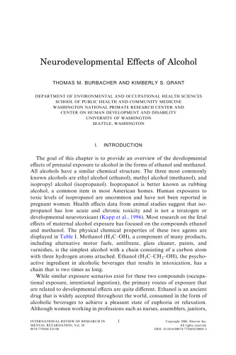 Neurotoxicity and Developmental Disabilities