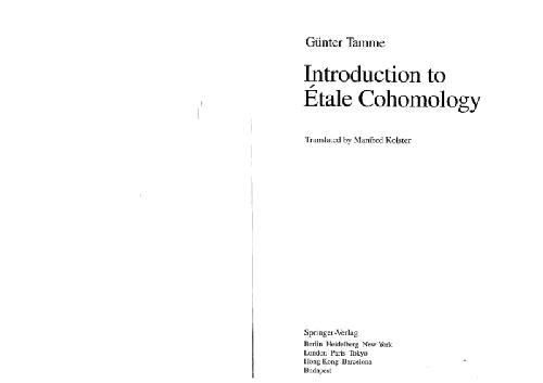 Introduction to Etale Cohomology