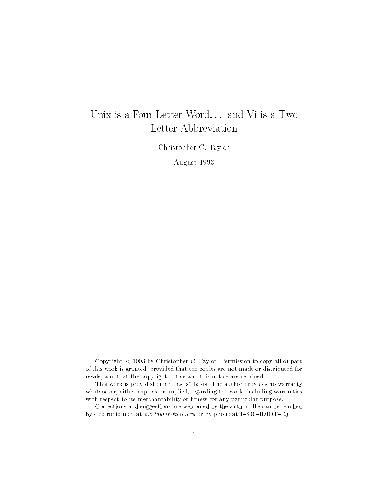 Unix is a Four Letter Word..