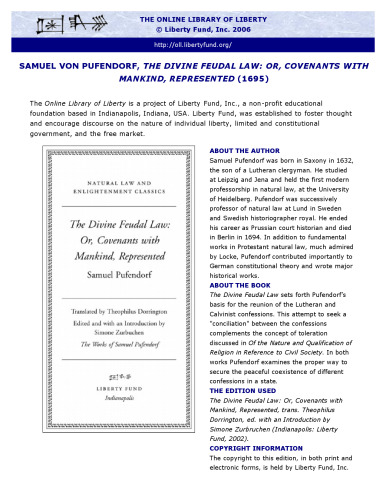 The Divine Feudal Law (Natural Law and Enlightenment Classics)