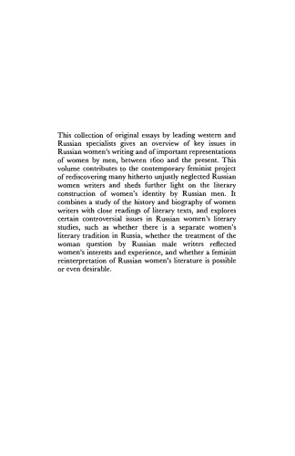 Gender and Russian Literature: New Perspectives