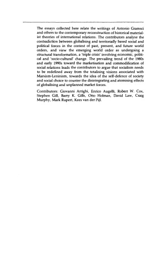 Gramsci, Historical Materialism and International Relations