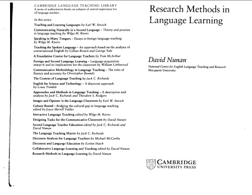 Research Methods in Language Learning