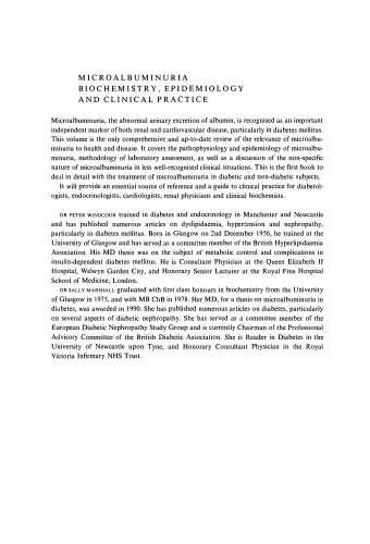 Microalbuminuria: Biochemistry, Epidemiology and Clinical Practice