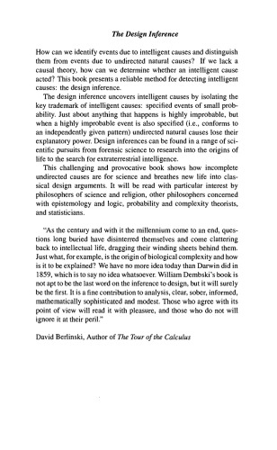 The Design Inference: Eliminating Chance through Small Probabilities