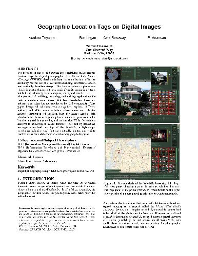 Geographic Location Tags on Digital Images