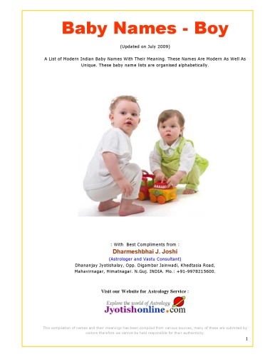 Indian Baby Names - Boy