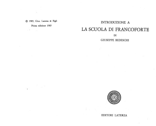 Introduzione a la Scuola di Francoforte