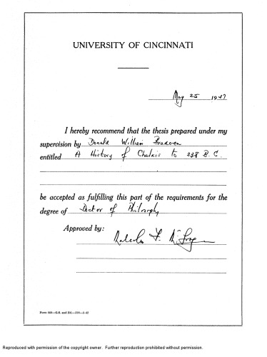 A history of Chalkis to 338 B.C.