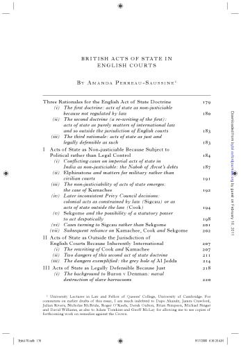 British Acts of State in English Courts