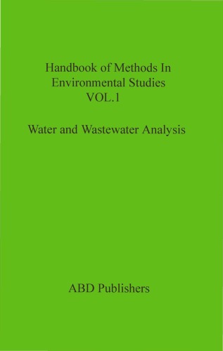 Water and Wastewater Analysis (Handbook of Methods in Environmental Studies Vol. 1)
