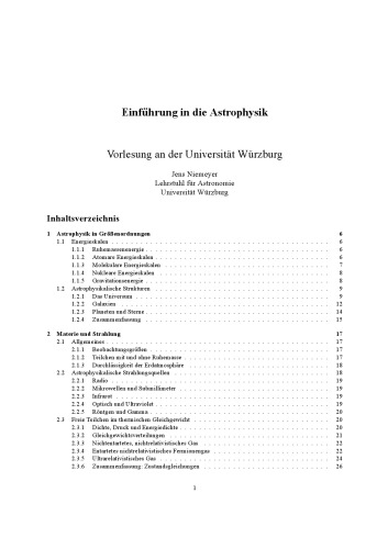 Einfuhrung in die Astrophysik (Vorlesung an der Universität Würzburg)