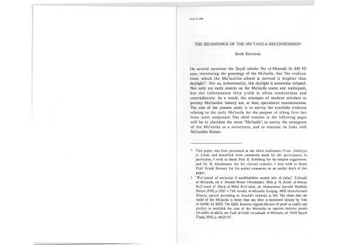 The Beginnings of the Muʿtazila Reconsidered