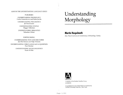 Understanding Morphology (Understanding Language)