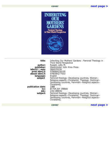 Inheriting Our Mothers' Gardens: Feminist Theology in Third World Perspective