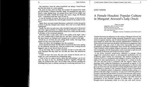 A Female Houdini: Popular Culture in Margaret Atwood's Lady Oracle