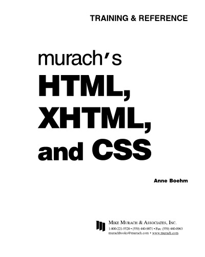 Murach's HTML, XHTML, and CSS (Web Programming)