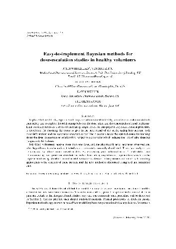 [Article] Easy-to-implement Bayesian methods for dose-escalation studies in healthy volunteers