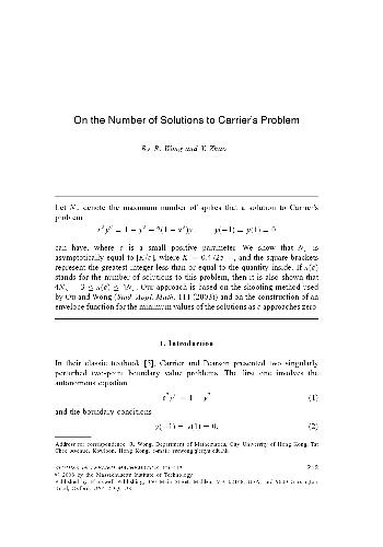 On the Number of Solutions to Carrier’s Problem