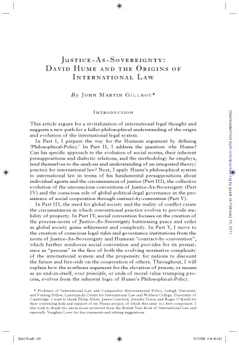 Justice-as-Sovereignty David Hume and the Origins of International Law