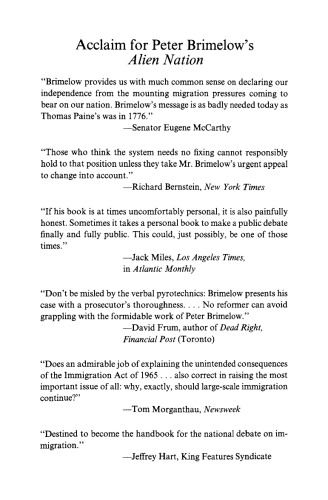 Alien Nation: Common Sense About America's Immigration Disaster