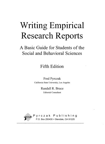 Writing Empirical Research Reports: A Basic Guide for Students of the Social and Behavioral Sciences
