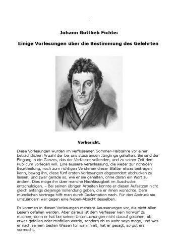 Einige Vorlesungen über die Bestimmung des Gelehrten