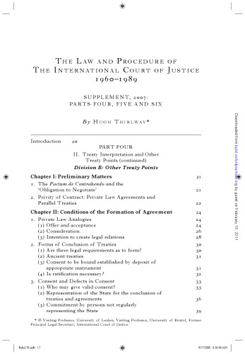 The Law and Procedure of the International Court of Justice 1960–1989 Supplement, 2005 Part Four