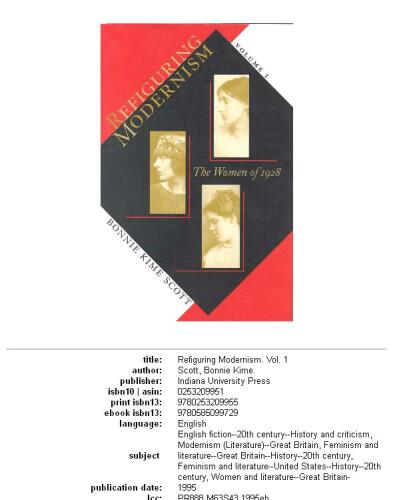 Refiguring Modernism: Women of 1928