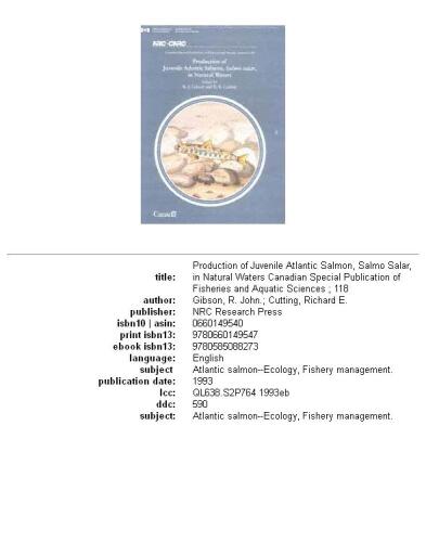 Production of juvenile Atlantic salmon, Salmo salar, in natural waters
