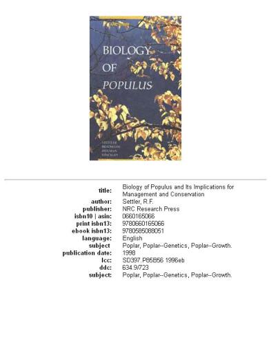 Biology of populus and its implications for management and conservation