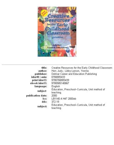 Creative resources for the early childhood classroom