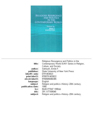 Religious resurgence and politics in the contemporary world