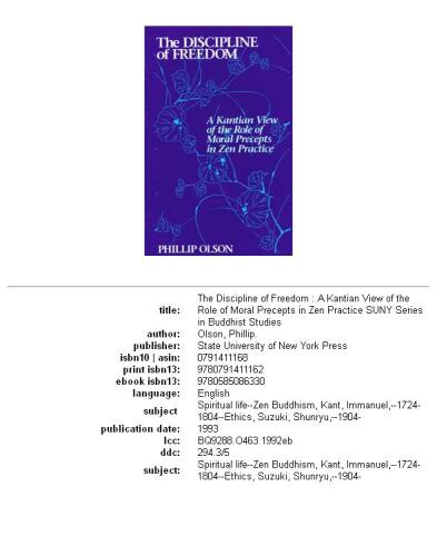 The discipline of freedom: a Kantian view of the role of moral precepts in Zen practice