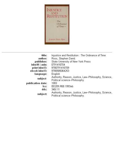 Injustice and restitution: the ordinance of time