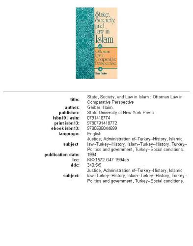 State, society, and law in Islam: Ottoman law in comparative perspective