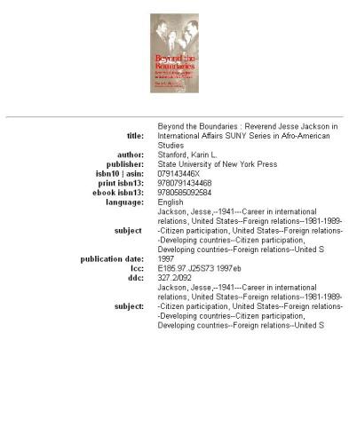 Beyond the boundaries: Reverend Jesse Jackson in international affairs