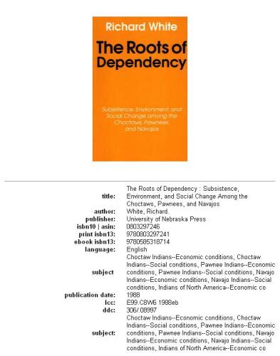 The roots of dependency: subsistence, environment, and social change among the Choctaws, Pawnees, and Navajos