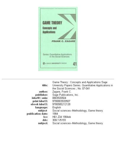 Game theory: concepts and applications