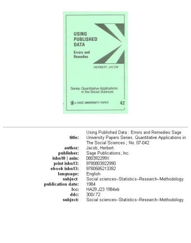 Using published data: errors and remedies