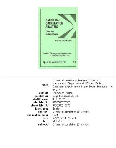 Canonical correlation analysis: uses and interpretation
