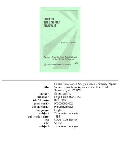 Pooled time series analysis