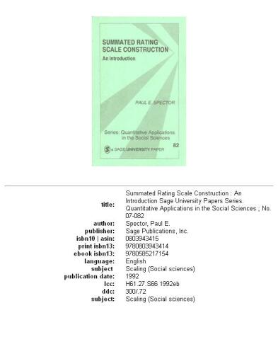 Summated rating scale construction: an introduction