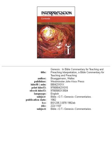 Genesis: Interpretation : A Bible Commentary for Teaching and Preaching