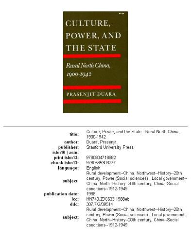 Culture, Power, and the State: Rural North China, 1900-1942