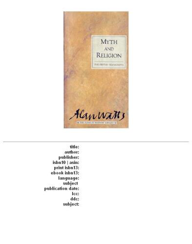 Myth and religion: the edited transcripts